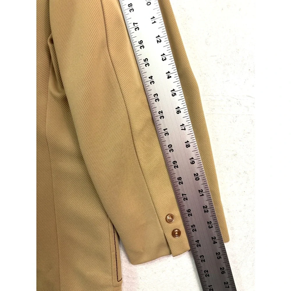 vtg 70s Bespoke 44S Tan Knit Polyester Blazer Jacket Sport Suit‎ Coat Leisure